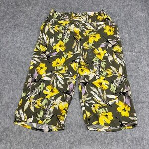 Evri Pants Womens 18W Green Floral Wide Leg Soft Crop Rayon Beach Outdoor NEW